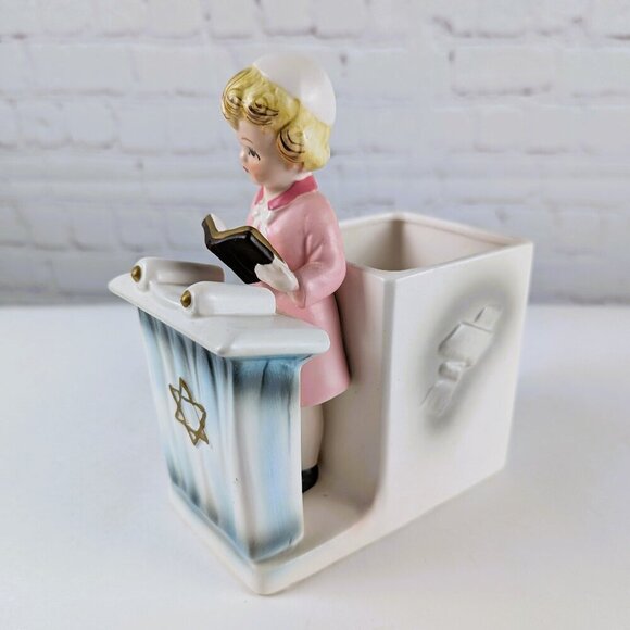 Vintage 60s Bat Mitzvah Jewish Girl Ceramic Planter - Picture 3 of 11